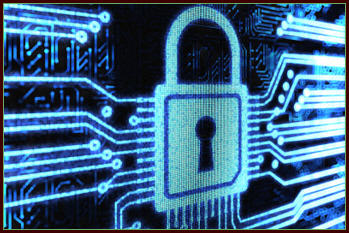 Digital padlock symbolizing cybersecurity and data protection.