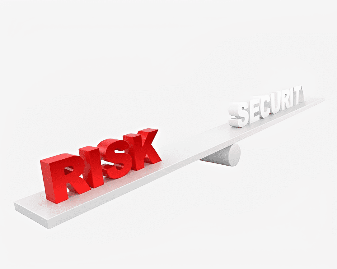 Risk outweighing security on seesaw