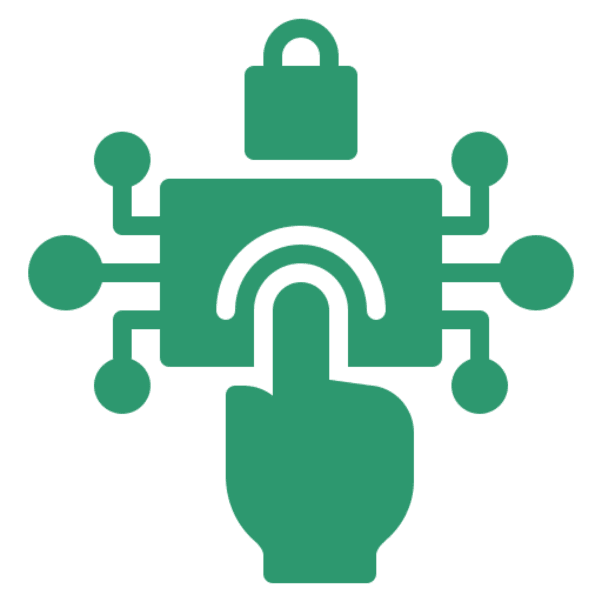 Finger touching digital circuit icon