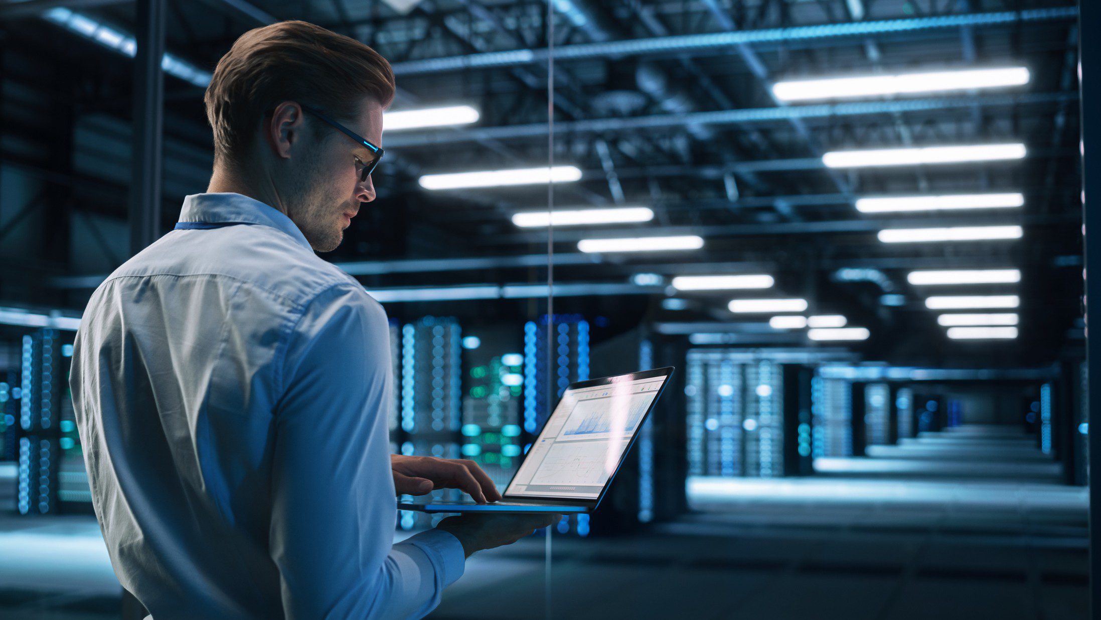 IT professional managing data center