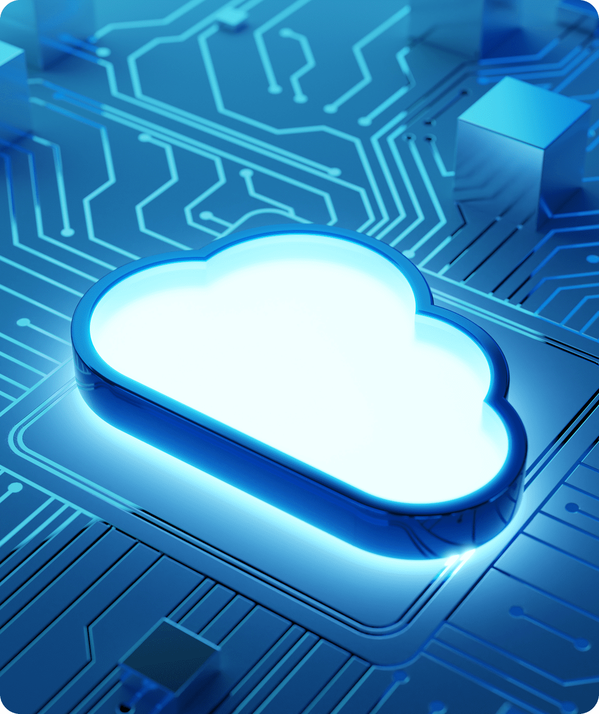 Cloud icon on a circuit board