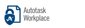 Logo of Autotask Workplace in grayscale.
