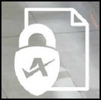 Icon of a locked file with an application symbol.