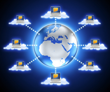 Digital network connecting computers around the globe.