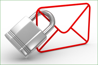 A padlock securing a red envelope symbolizing email security.